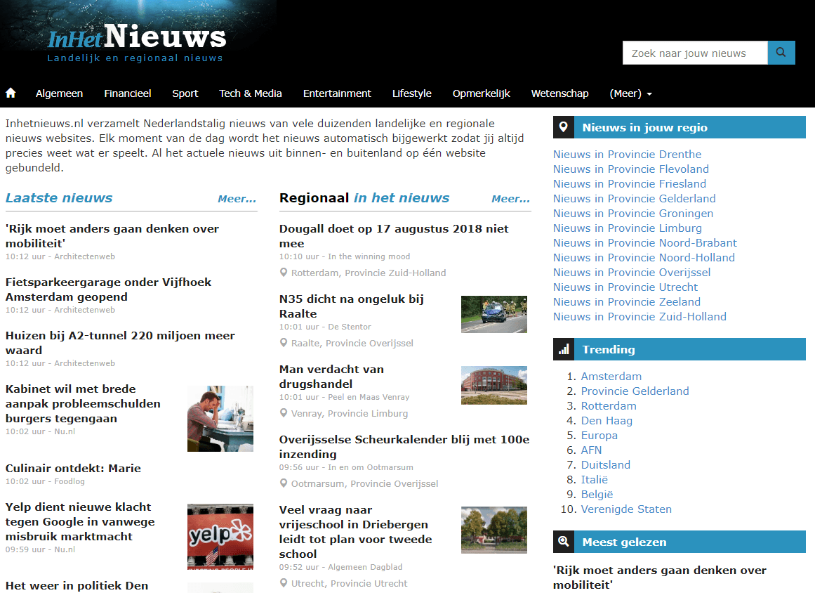 Screenshot van In het nieuws